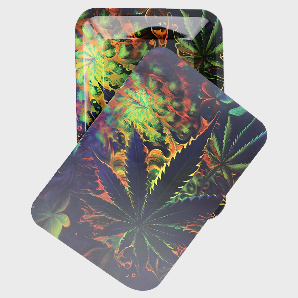 3D Marijuana Leaf Metal Rolling Tray with Lid 18×12 cm 3D Marijuana Leaf Metal Rolling Tray with Lid 18×12 cm