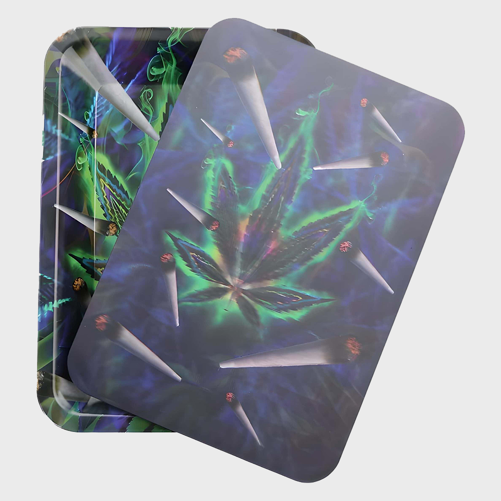 3D Marijuana Leaf Metal Rolling Tray with Lid 18×12 cm 3D Marijuana Leaf Metal Rolling Tray with Lid 18×12 cm