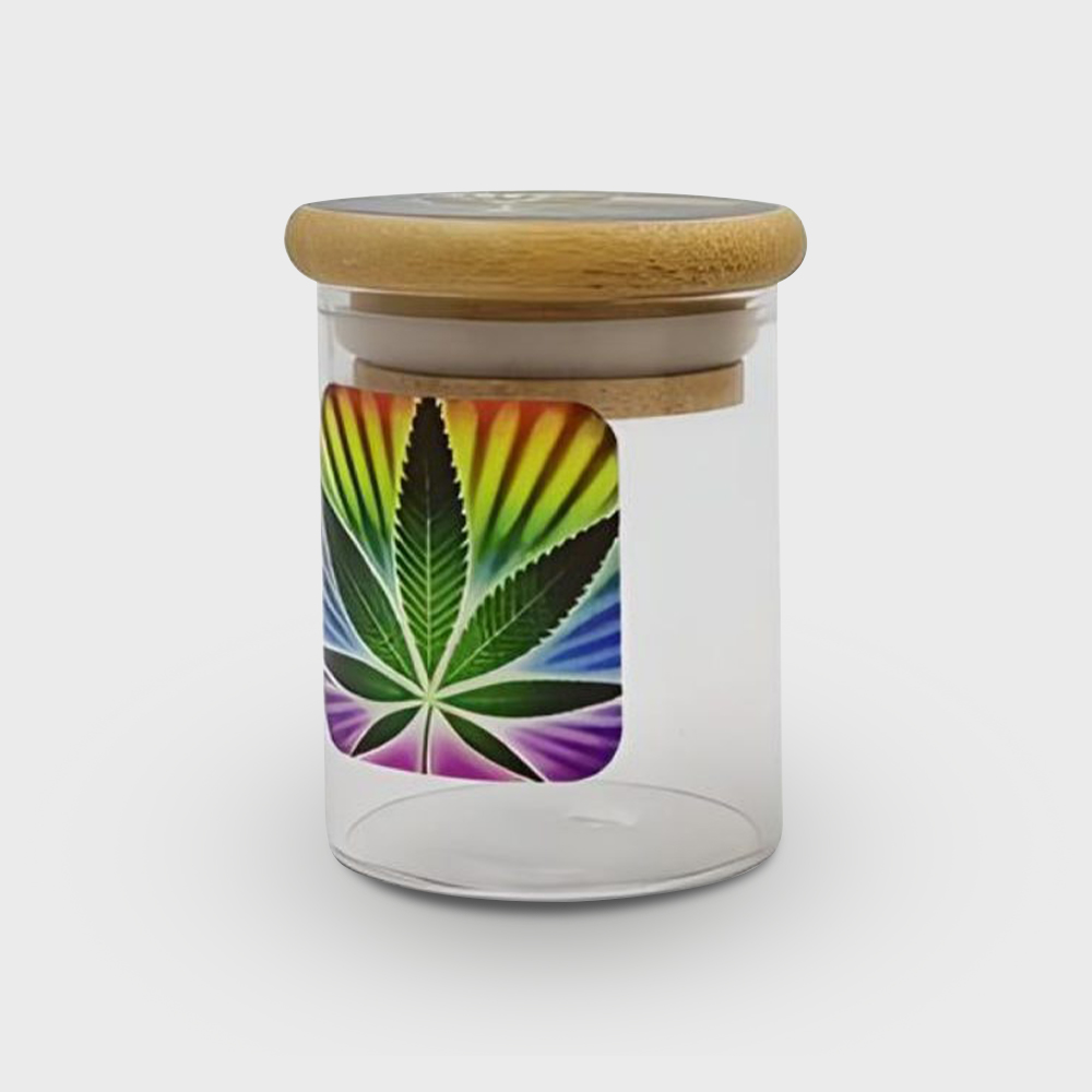 Large Glass Jars with Lids and Leaf Pattern Large Glass Jars with Lids and Leaf Pattern