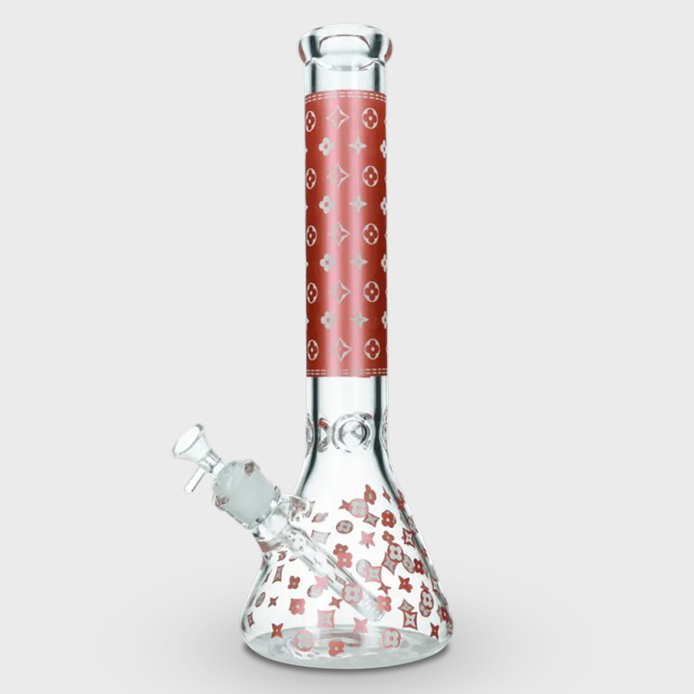 Glow in the Dark Louis Vuitton Design Beaker Glass Bong 35cm Glow in the Dark Louis Vuitton Design Beaker Glass Bong 35cm