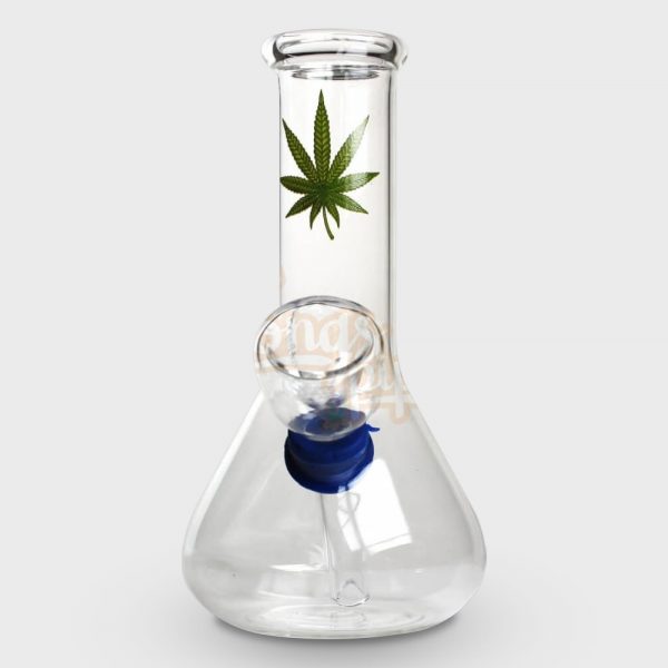 MWP Green Leaf Design Beaker Glass Bong 13cm
